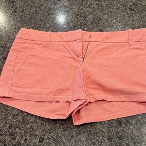 J. Crew Coral Pink High-Waist Linen-Blend Shorts